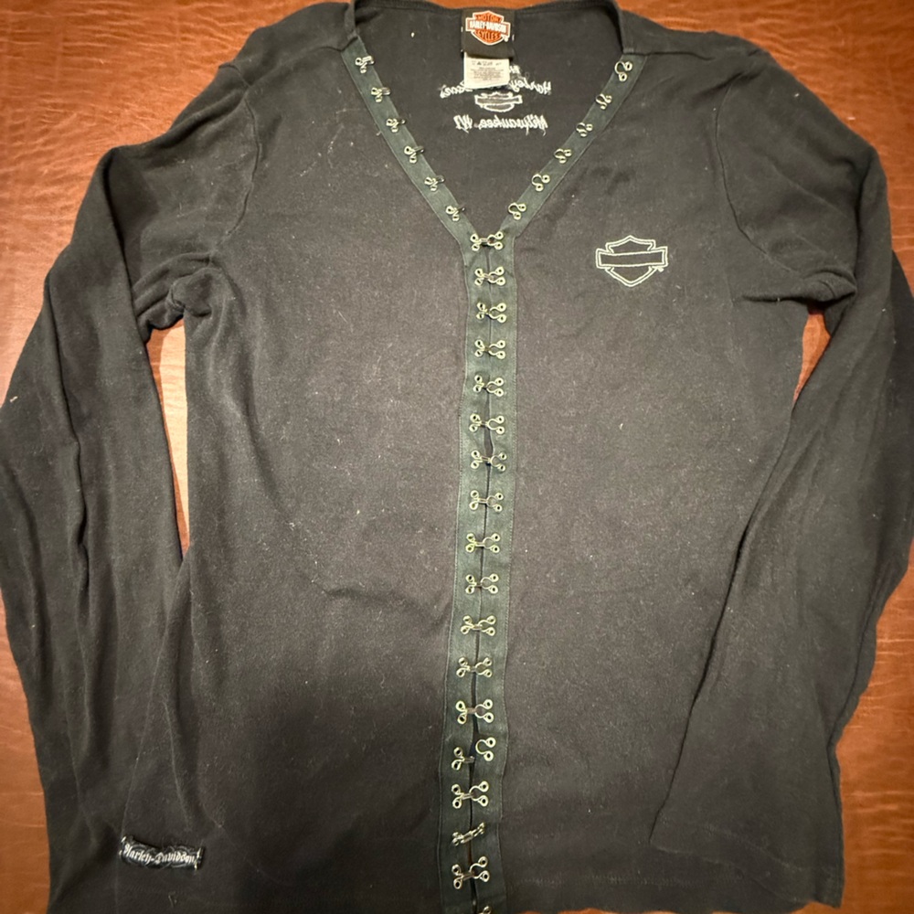 Harley-Davidson Black and Brown Top with Embroidery